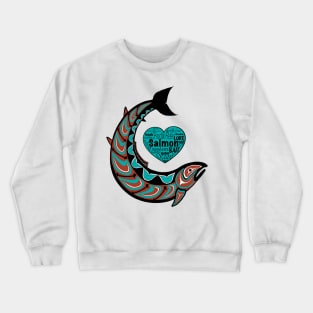 Pacific Northwest Salmon in teal and maroon Crewneck Sweatshirt